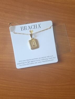 Bracha Gold 'J' Initial Pendant Necklace